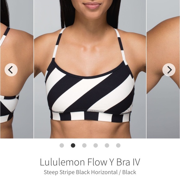 LULULEMON Black & White Horizontal Stripes Flow Y Bra size 4 - Picture 4 of 12